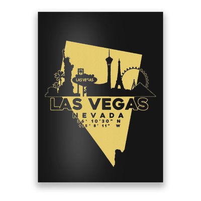 Las Vegas Nevada Skyline Gps Coordinates Poster