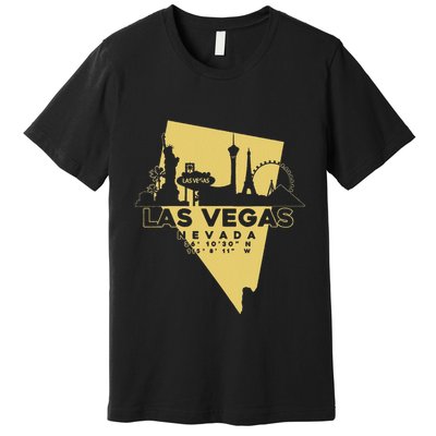 Las Vegas Nevada Skyline Gps Coordinates Premium T-Shirt