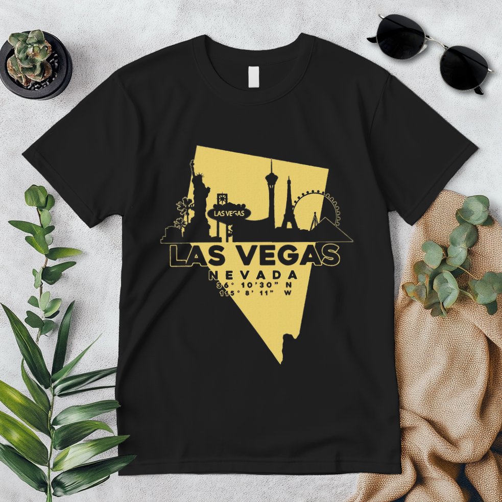Las Vegas Nevada Skyline Gps Coordinates Premium T-Shirt