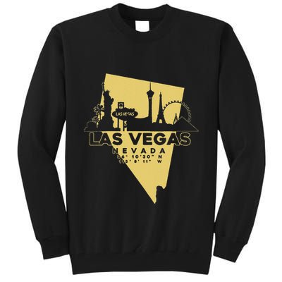 Las Vegas Nevada Skyline Gps Coordinates Tall Sweatshirt