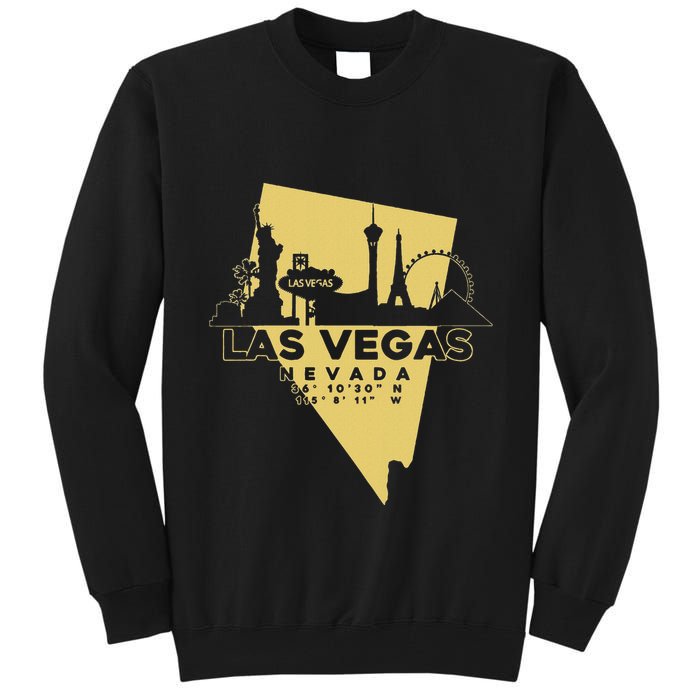 Las Vegas Nevada Skyline Gps Coordinates Tall Sweatshirt