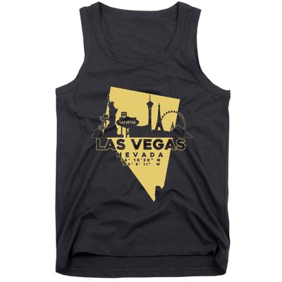 Las Vegas Nevada Skyline Gps Coordinates Tank Top