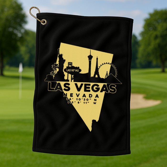 Las Vegas Nevada Skyline Gps Coordinates Golf Towel