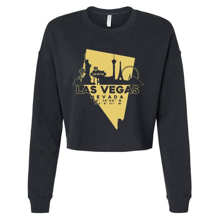 Las Vegas Nevada Skyline Gps Coordinates Cropped Pullover Crew