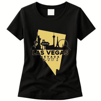 Las Vegas Nevada Skyline Gps Coordinates Womens T-Shirt