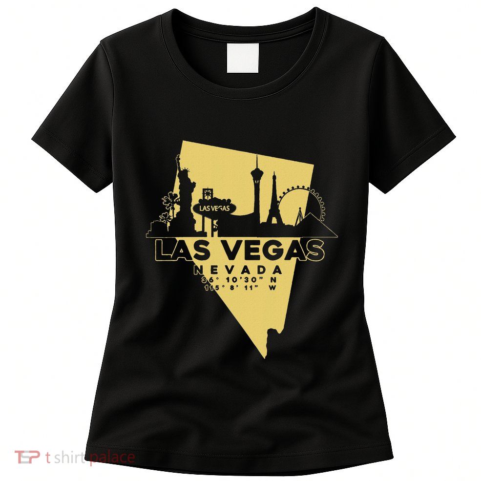 Las Vegas Nevada Skyline Gps Coordinates Womens T-Shirt