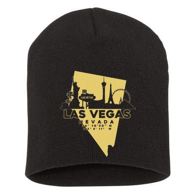 Las Vegas Nevada Skyline Gps Coordinates Short Acrylic Beanie