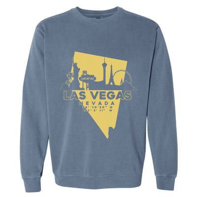 Las Vegas Nevada Skyline Gps Coordinates Garment-Dyed Sweatshirt