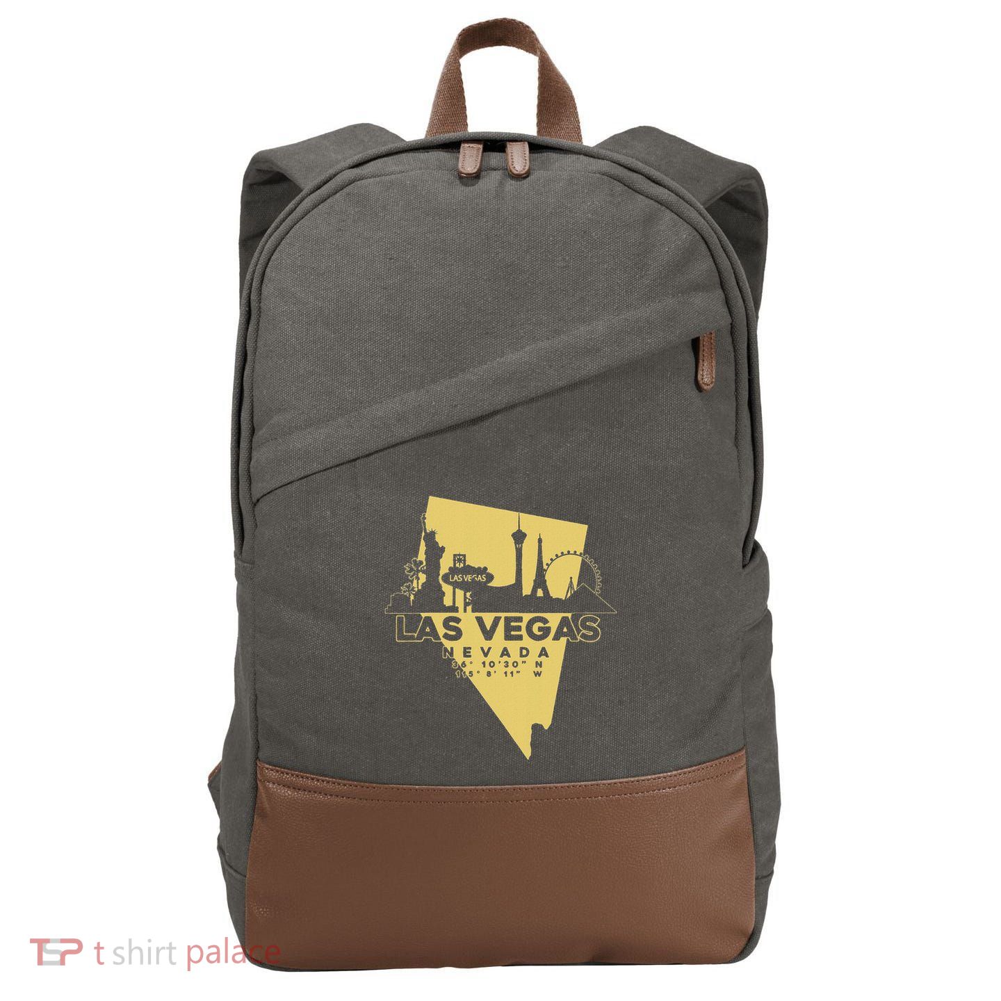 Las Vegas Nevada Skyline Gps Coordinates Cotton Canvas Backpack