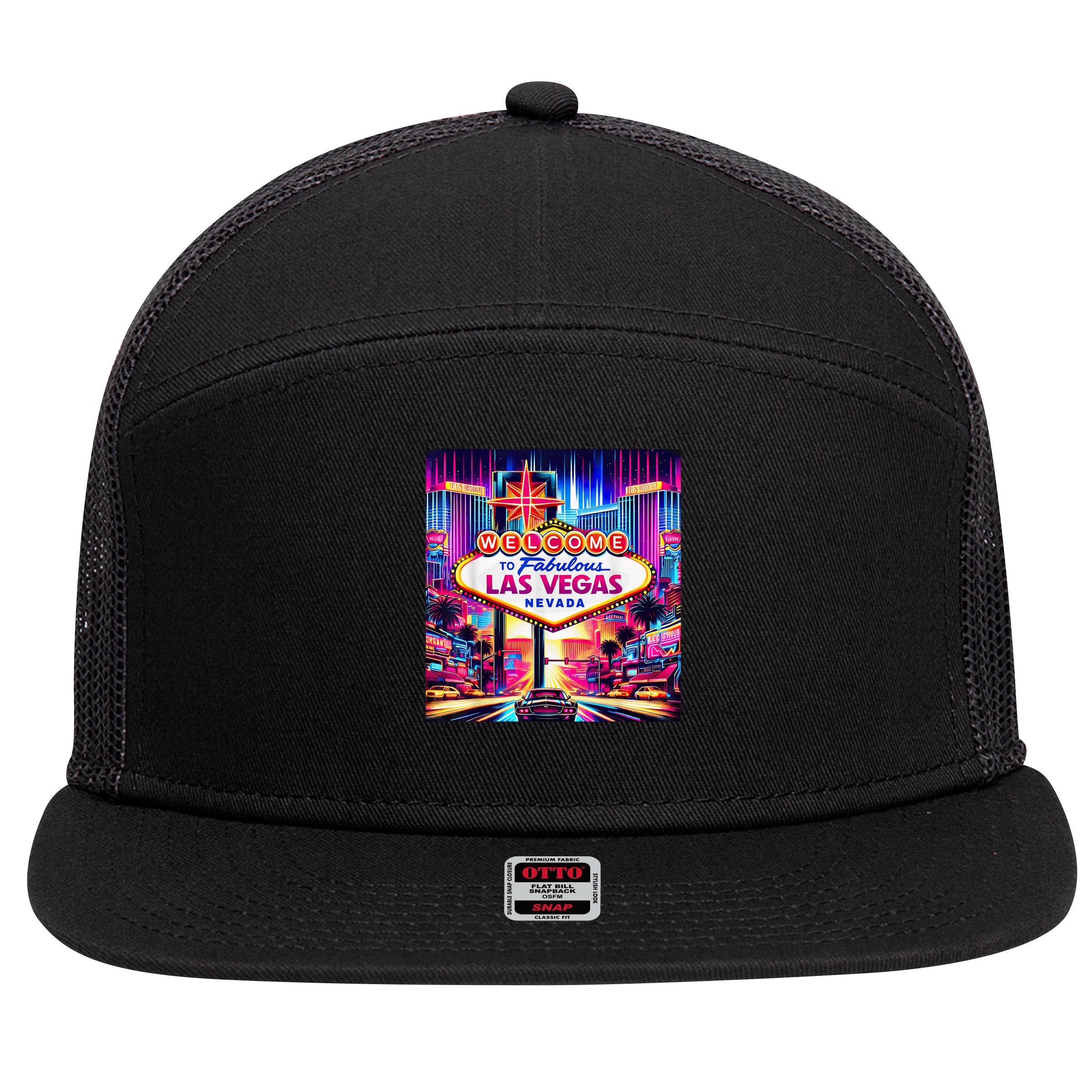 Las Vegas Nevada Design Las Vegas Souvenir 7 Panel Mesh Trucker Snapback Hat