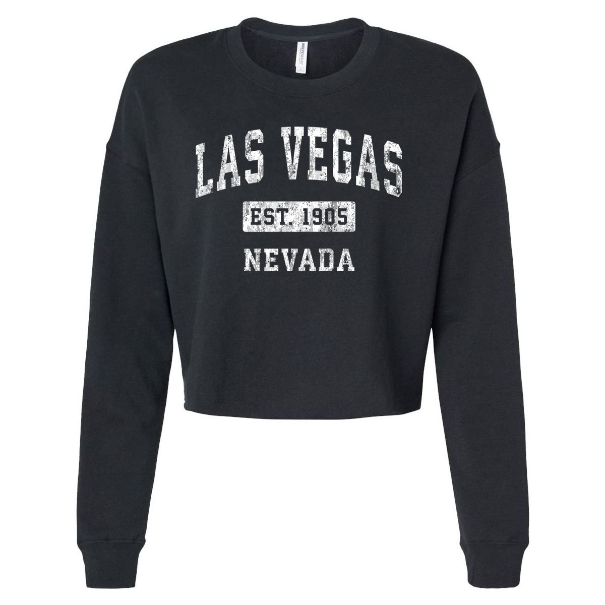 Las Vegas Nevada Nv Vintage Established Sports Cropped Pullover Crew