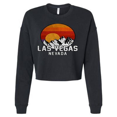 Las Vegas Nevada Retro Mountain Sunset Cropped Pullover Crew