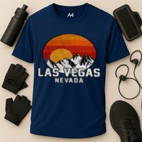 Las Vegas Nevada Retro Mountain Sunset Cooling Performance Crew T-Shirt