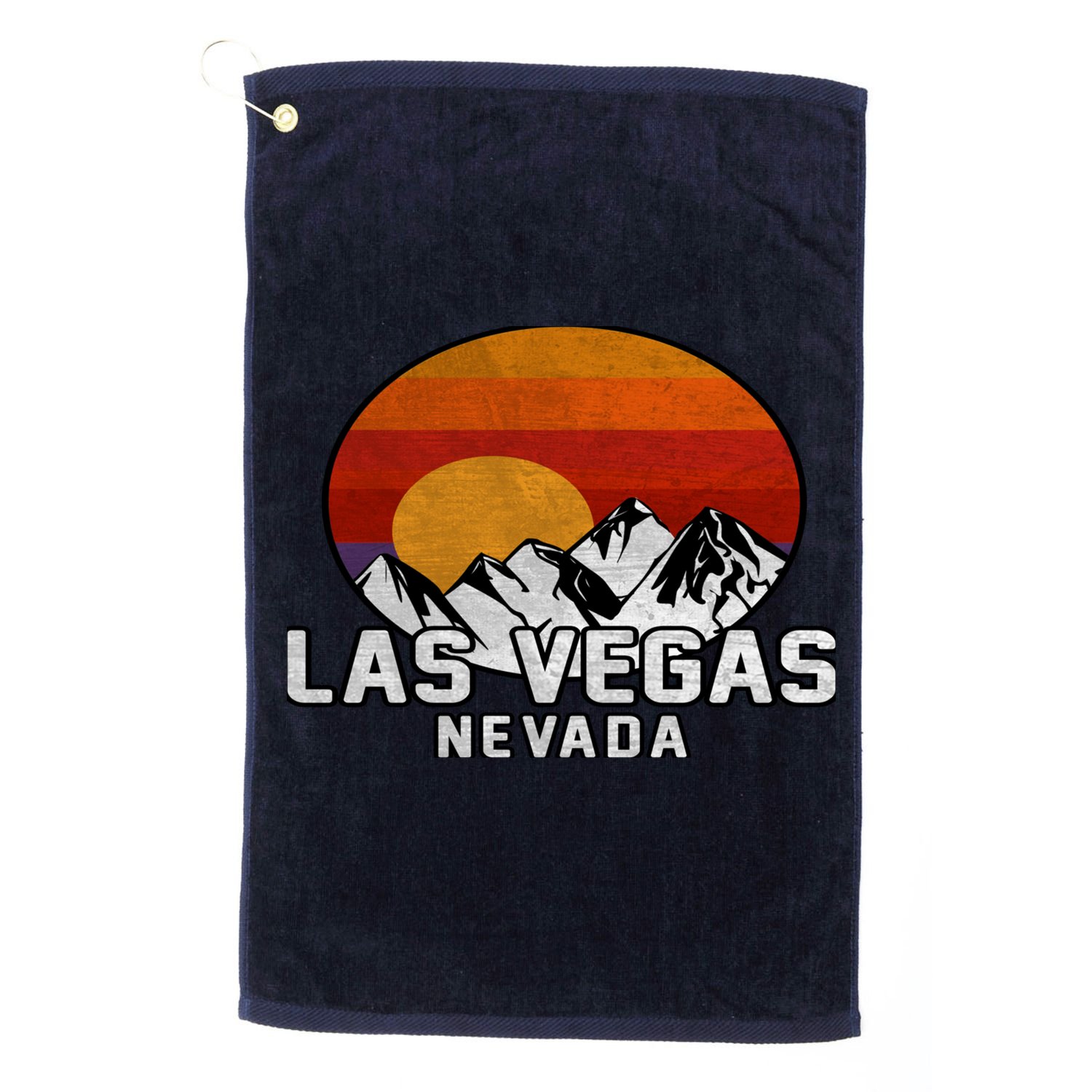 Las Vegas Nevada Retro Mountain Sunset Golf Towel
