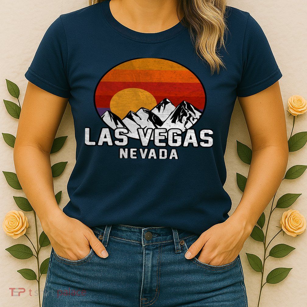 Las Vegas Nevada Retro Mountain Sunset Womens T-Shirt