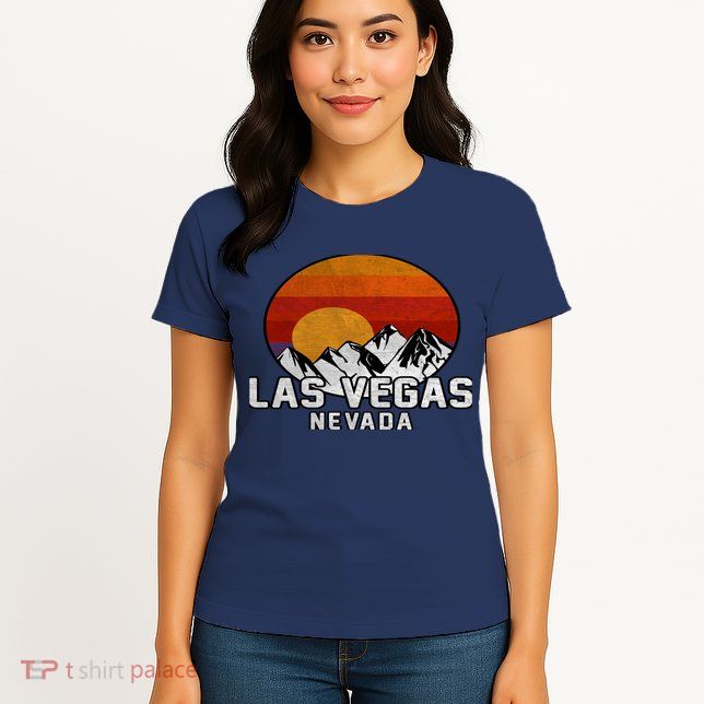 Las Vegas Nevada Retro Mountain Sunset Womens T-Shirt