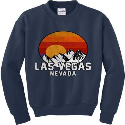 Las Vegas Nevada Retro Mountain Sunset Kids Sweatshirt