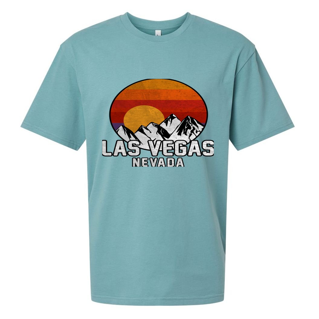 Las Vegas Nevada Retro Mountain Sunset Sueded Cloud Jersey T-Shirt