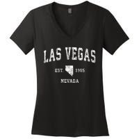 Las Vegas Nevada Nv Vintage Athletic Sports Women's V-Neck T-Shirt