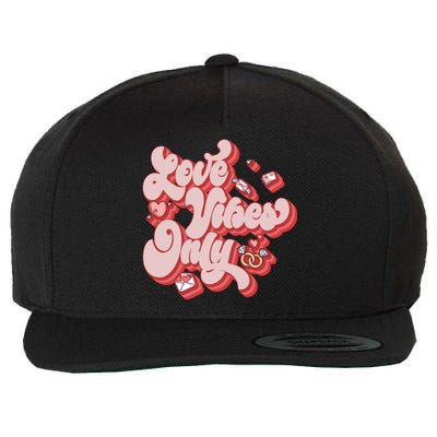 Love Vibes Only Be Mine Valentines Day Retro Heart Vday Gift Wool Snapback Cap