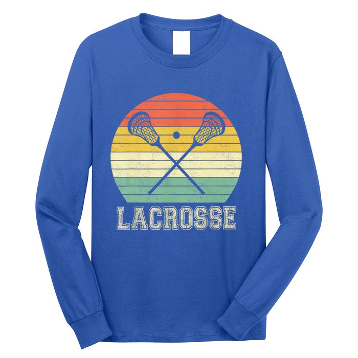 Lacrosse Vintage Retro Lacrosse Stick Sun Gifts Long Sleeve Shirt