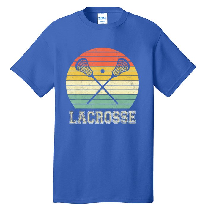 Lacrosse Vintage Retro Lacrosse Stick Sun Gifts Tall T-Shirt