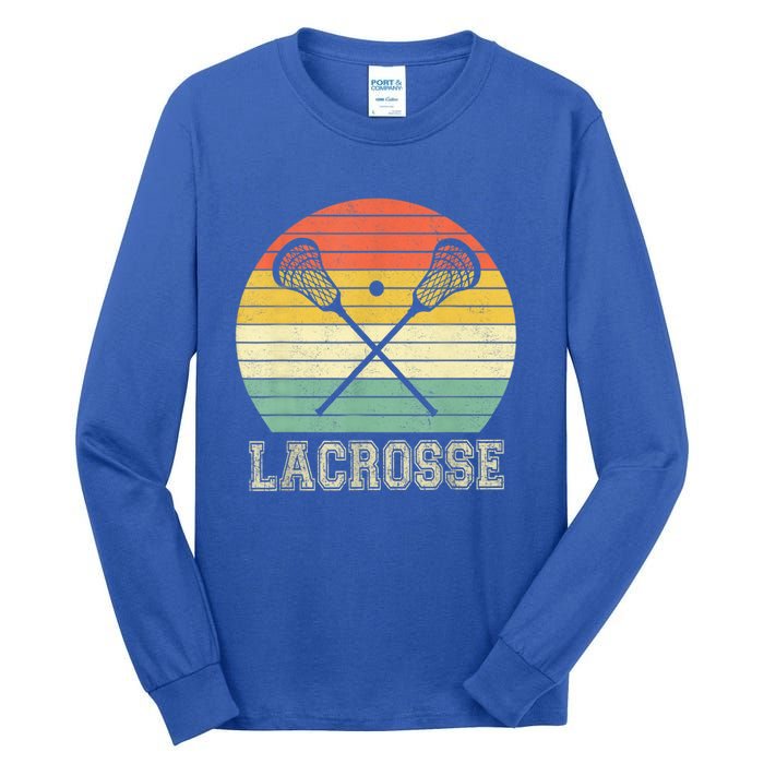 Lacrosse Vintage Retro Lacrosse Stick Sun Gifts Tall Long Sleeve T-Shirt