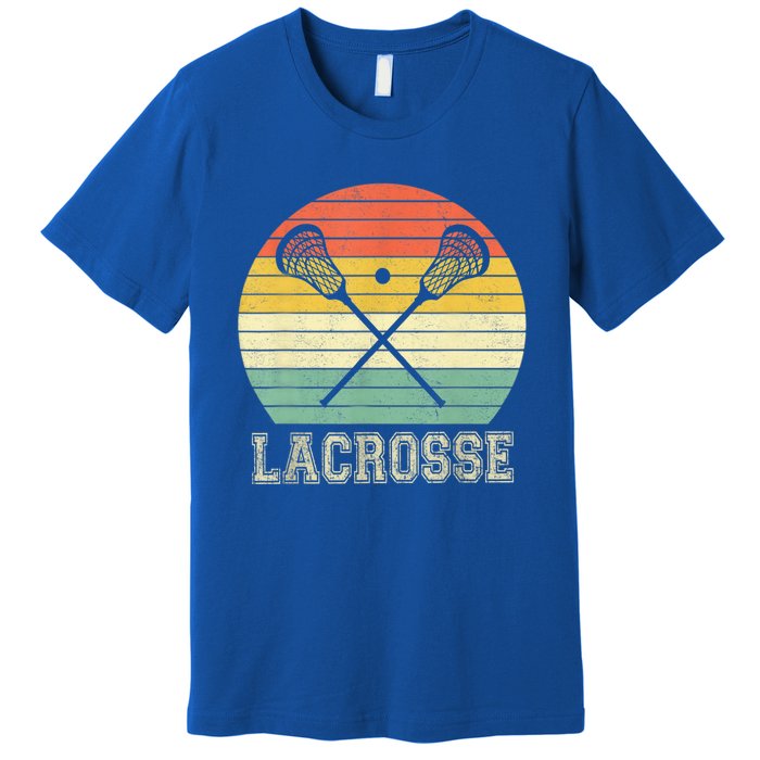 Lacrosse Vintage Retro Lacrosse Stick Sun Gifts Premium T-Shirt