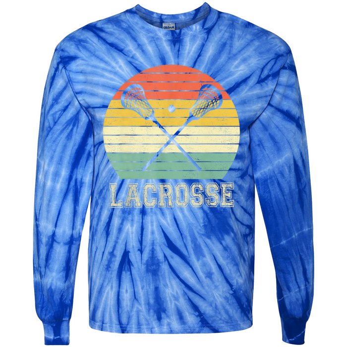 Lacrosse Vintage Retro Lacrosse Stick Sun Gifts Tie-Dye Long Sleeve Shirt