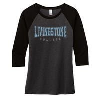 Livingstone Vintage Retro College Athletic Sports Women's Tri-Blend 3/4-Sleeve Raglan Shirt