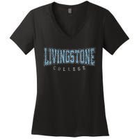 Livingstone Vintage Retro College Athletic Sports Women's V-Neck T-Shirt