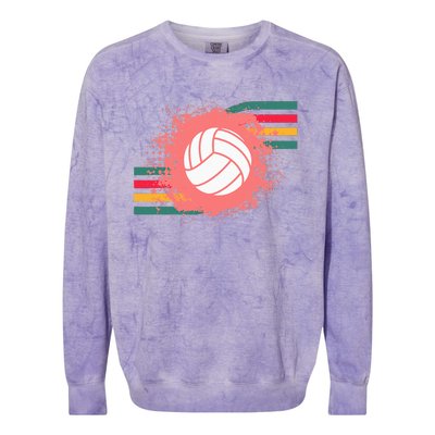 Love Volleyball Retro Vintage Vibe Team Tournament Teen Girl Colorblast Crewneck Sweatshirt