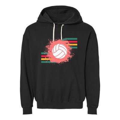 Love Volleyball Retro Vintage Vibe Team Tournament Teen Girl Garment-Dyed Fleece Hoodie