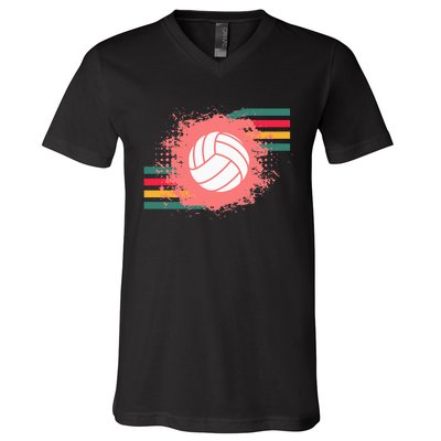 Love Volleyball Retro Vintage Vibe Team Tournament Teen Girl V-Neck T-Shirt