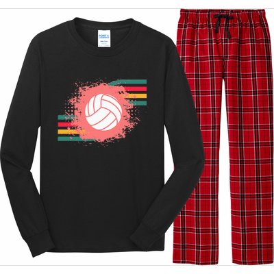 Love Volleyball Retro Vintage Vibe Team Tournament Teen Girl Long Sleeve Pajama Set