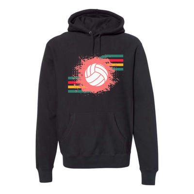 Love Volleyball Retro Vintage Vibe Team Tournament Teen Girl Premium Hoodie