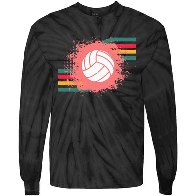 Love Volleyball Retro Vintage Vibe Team Tournament Teen Girl Tie-Dye Long Sleeve Shirt