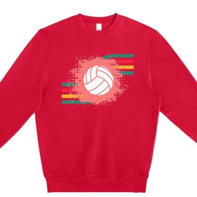 Love Volleyball Retro Vintage Vibe Team Tournament Teen Girl Premium Crewneck Sweatshirt