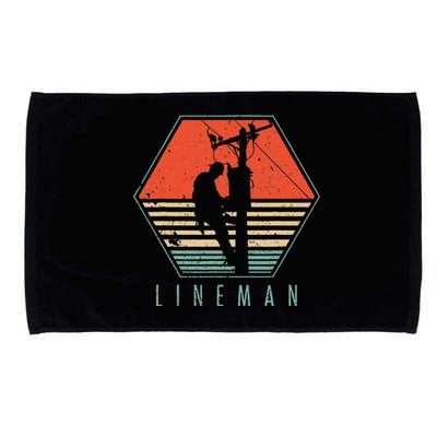 Lineman Vintage Retro Electrician Gift Microfiber Hand Towel