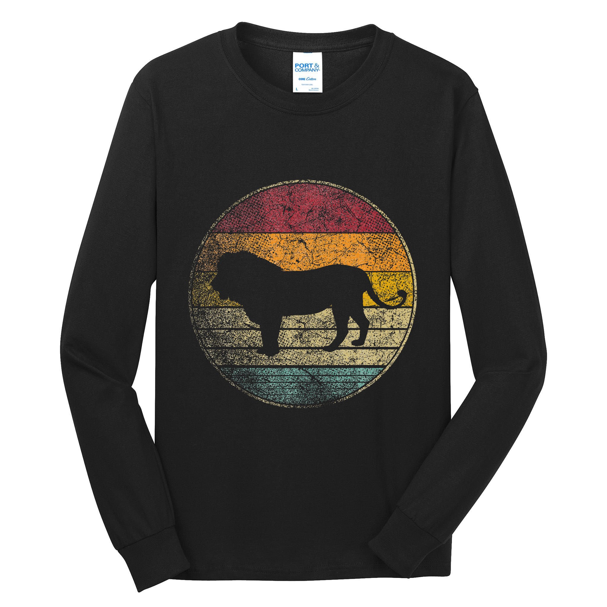 Lion Vintage Retro Cat Zoo Safari Africa Tall Long Sleeve T-Shirt