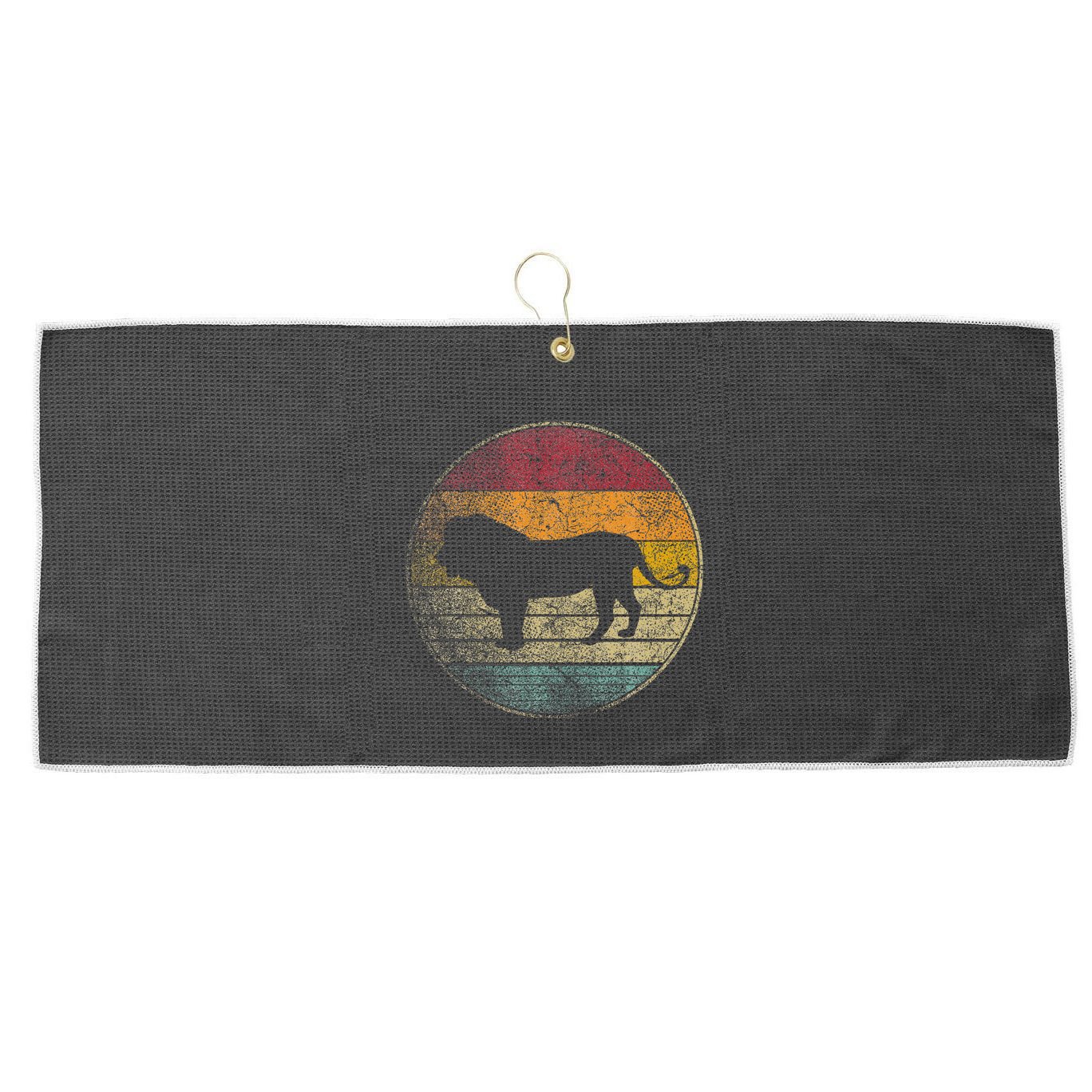 Lion Vintage Retro Cat Zoo Safari Africa Large Microfiber Waffle Golf Towel