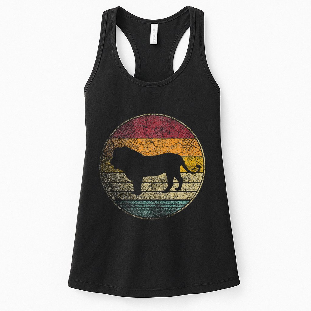 Lion Vintage Retro Cat Zoo Safari Africa Womens Tank Top