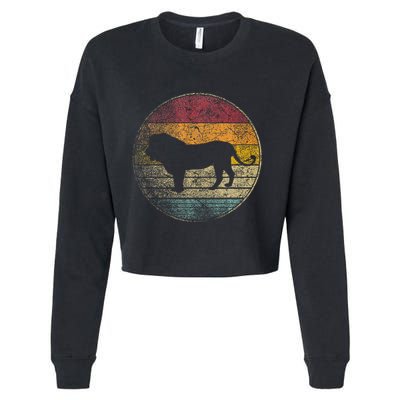 Lion Vintage Retro Cat Zoo Safari Africa Cropped Pullover Crew