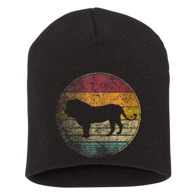 Lion Vintage Retro Cat Zoo Safari Africa Short Acrylic Beanie