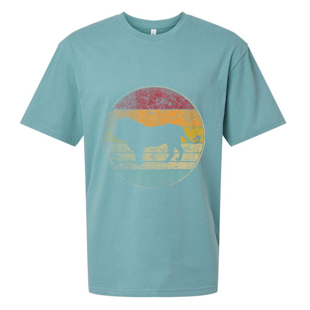 Lion Vintage Retro Cat Zoo Safari Africa Sueded Cloud Jersey T-Shirt