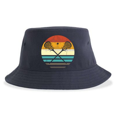 Lacrosse Vintage Retro Lacrosse Stick Sun Gift Sustainable Bucket Hat