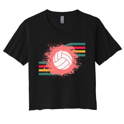 Love Volleyball Retro Vintage Vibe Team Tournament Women's Crop Top Tee