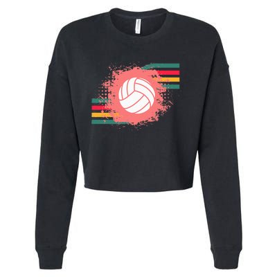 Love Volleyball Retro Vintage Vibe Team Tournament Cropped Pullover Crew