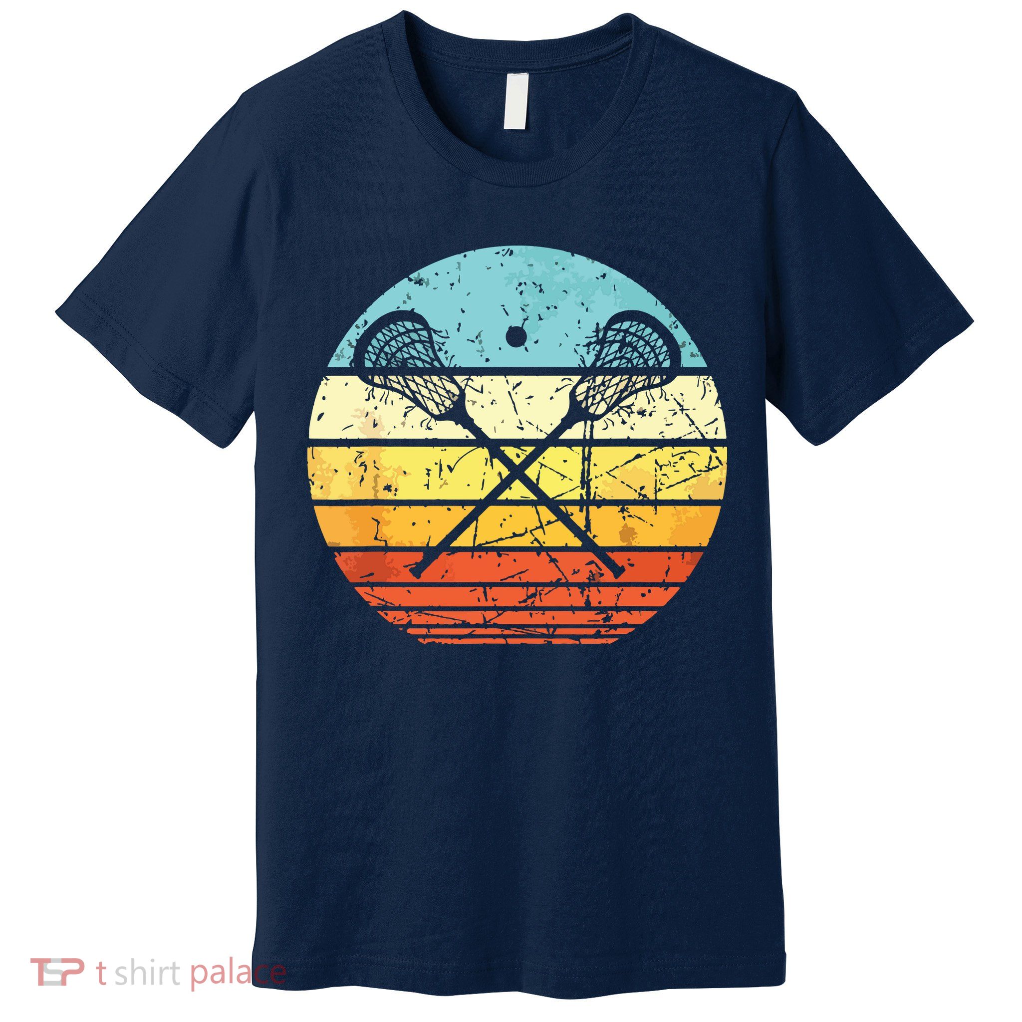 Lacrosse Vintage Retro Lacrosse Stick Sun Gift Premium T-Shirt