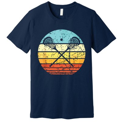 Lacrosse Vintage Retro Lacrosse Stick Sun Gift Premium T-Shirt